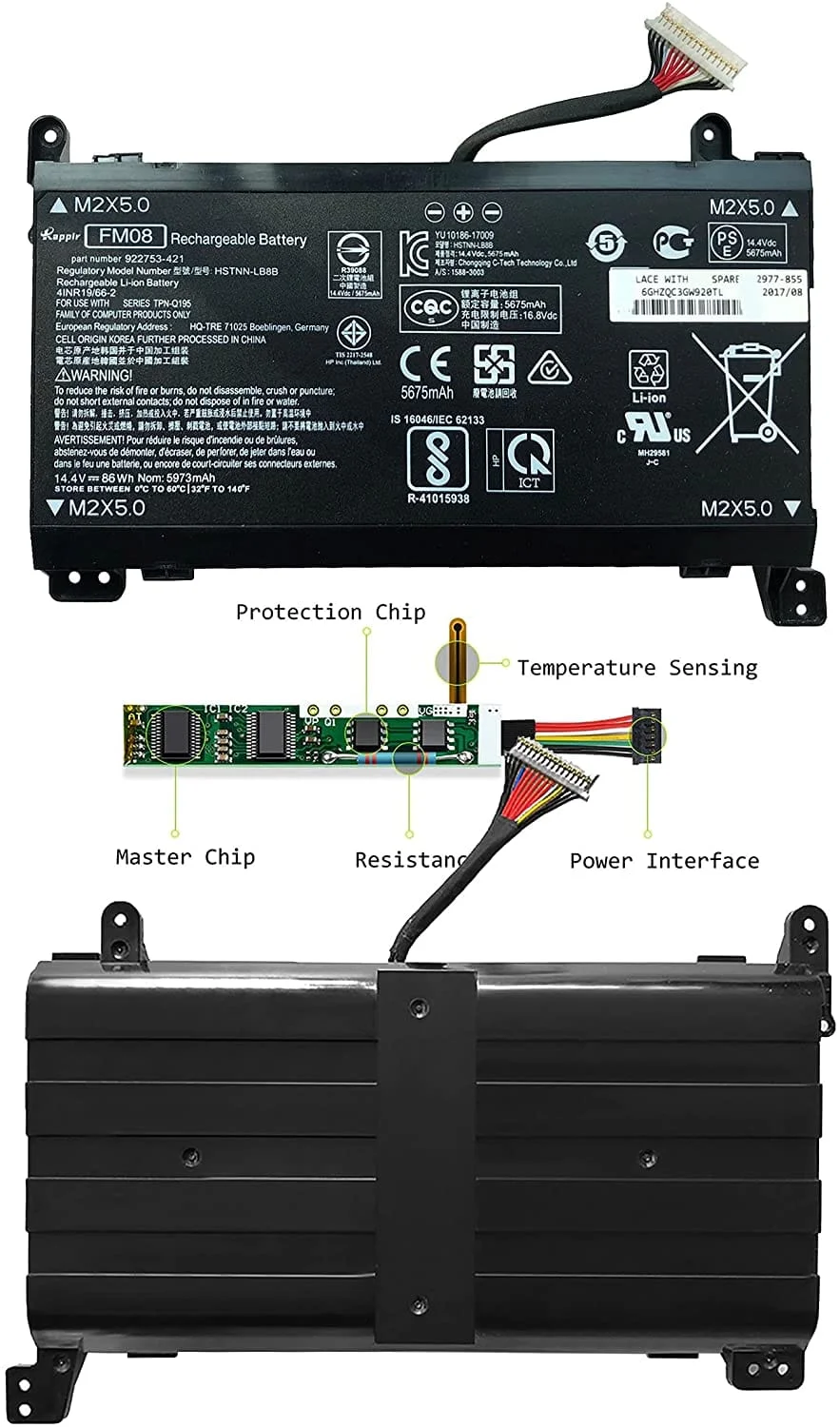 HP Omen 17-AN FM08 16 pin/12 pin Original Genuine Battery