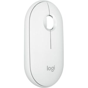 Logitech Pebble Mouse 2 M350s Slim Bluetooth Wireless Mouse, Portable, Lightweight, Customizable Button, Quiet Clicks, Easy-Switch for Windows, macOS, iPadOS, Android, Chrome OS - White