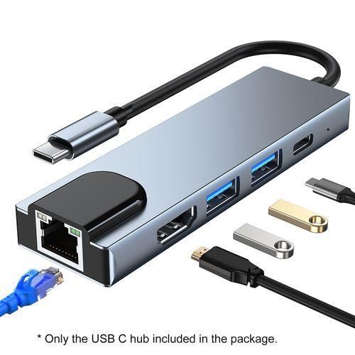 5 In 1 USB Type C Hub 4K USB C Hub To Gigabit Ethernet Rj45 Lan Adapter